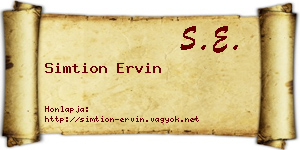 Simtion Ervin névjegykártya